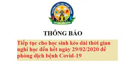 THÔNG BÁO: Tiếp tục cho học sinh kéo dài thời gian nghỉ học đến hết ngày 29/02/2020 để phòng dịch bệnh Covid-19